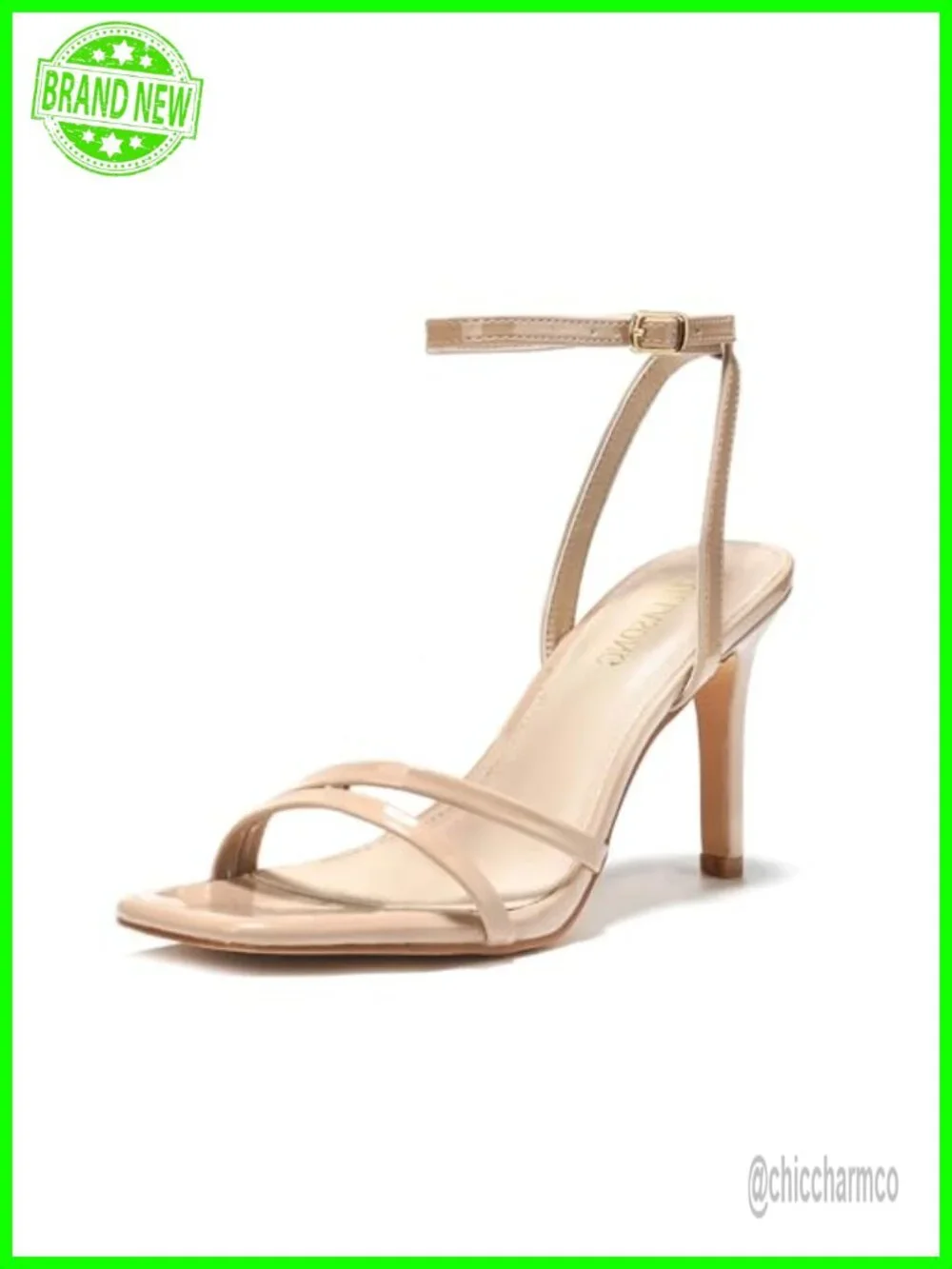 Women's Strappy High Heels Sandals 3.5 Inch Faux Leather Stiletto Heels